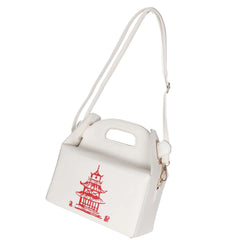 Chinese Takeout Box Tower Print Handbag Novelty Girl Shoulder Bag Totes Purse