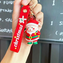 Christmas Anime Keychain Santa Claus Cartoon Snowman Doll Backpack Pendant