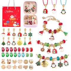 Kids Christmas Bracelet Kit - DIY Jewelry Making Set with Charms & Beads