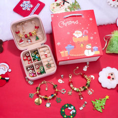 Kids Christmas Bracelet Kit - DIY Jewelry Making Set with Charms & Beads