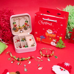 Kids Christmas Bracelet Kit - DIY Jewelry Making Set with Charms & Beads