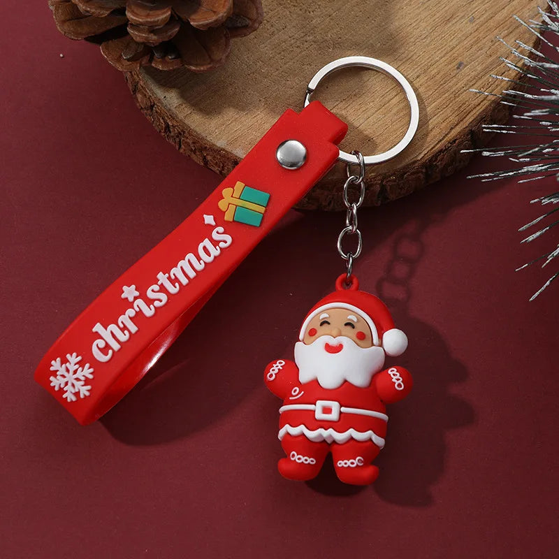 Santa Claus Keychain Rubber Doll Bag Pendant Gift Keychain