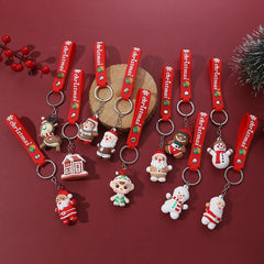 Santa Claus Keychain Rubber Doll Bag Pendant Gift Keychain