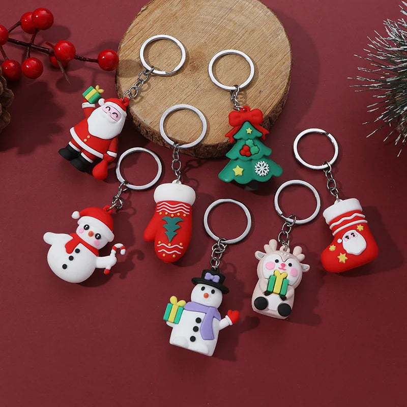 Santa Claus Keychain Rubber Doll Bag Pendant Gift Keychain
