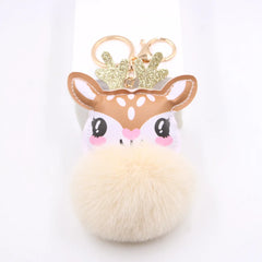Christmas Deer Stuffed Doll Keychain Pendant Cute Toy Gift Bag Phone Car Key Rin