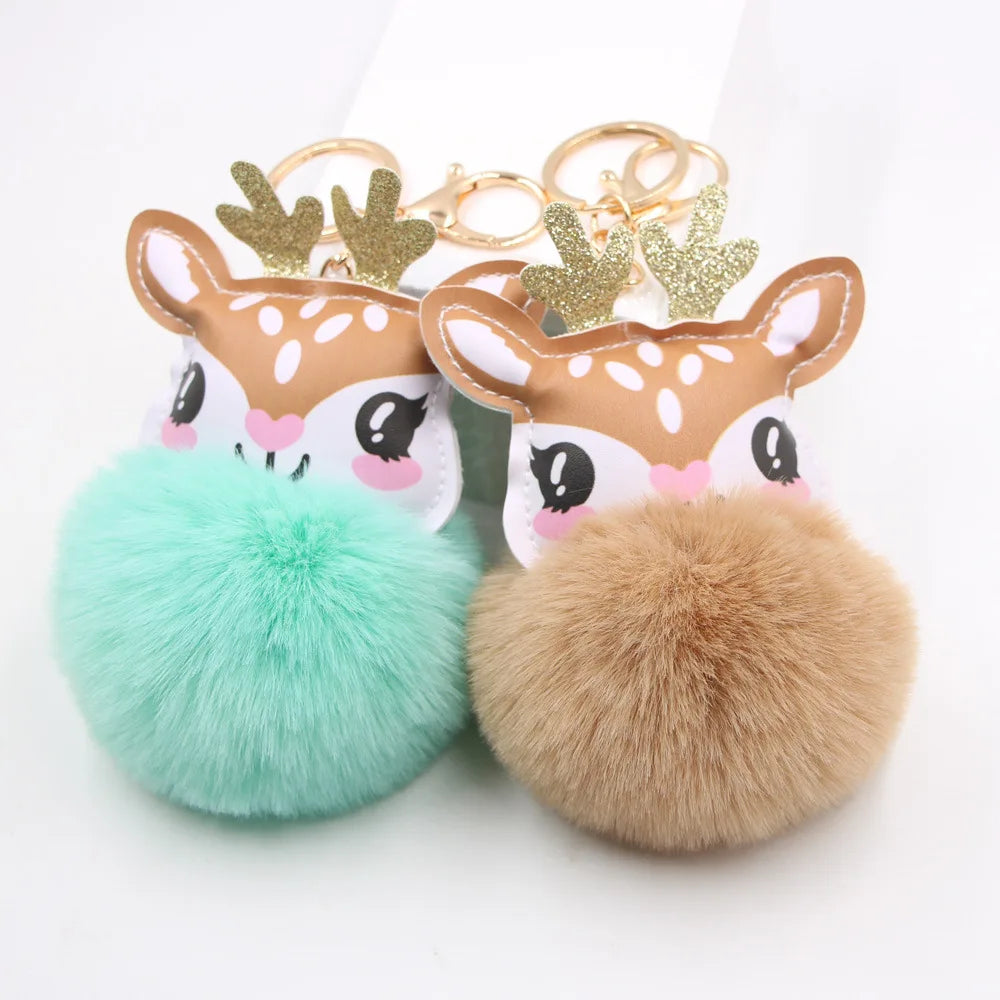 Christmas Deer Stuffed Doll Keychain Pendant Cute Toy Gift Bag Phone Car Key Rin