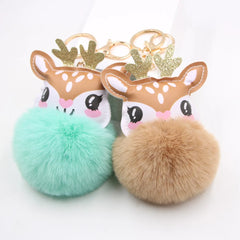 Christmas Deer Stuffed Doll Keychain Pendant Cute Toy Gift Bag Phone Car Key Rin