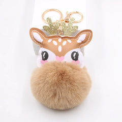 Christmas Deer Stuffed Doll Keychain Pendant Cute Toy Gift Bag Phone Car Key Rin