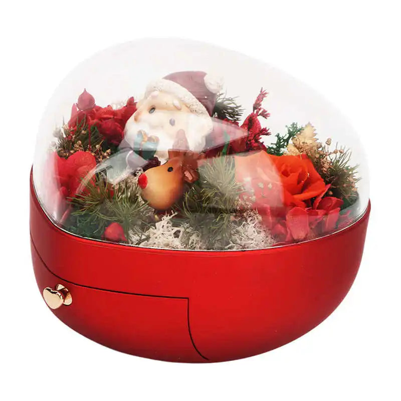 Christmas Flower Necklace Box with Acrylic Cover