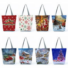 Santa Claus Print Women Tote High Capacity Eco Reusable Shopper Bag