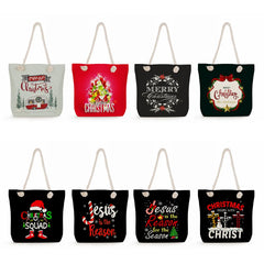 Christmas Letter Printed Shoulder Bags Eco Reusable Shopping Bags