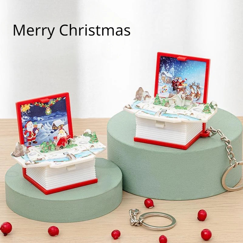 Santa Claus 3D Magic Book Keychain for Car Bag Key Chains