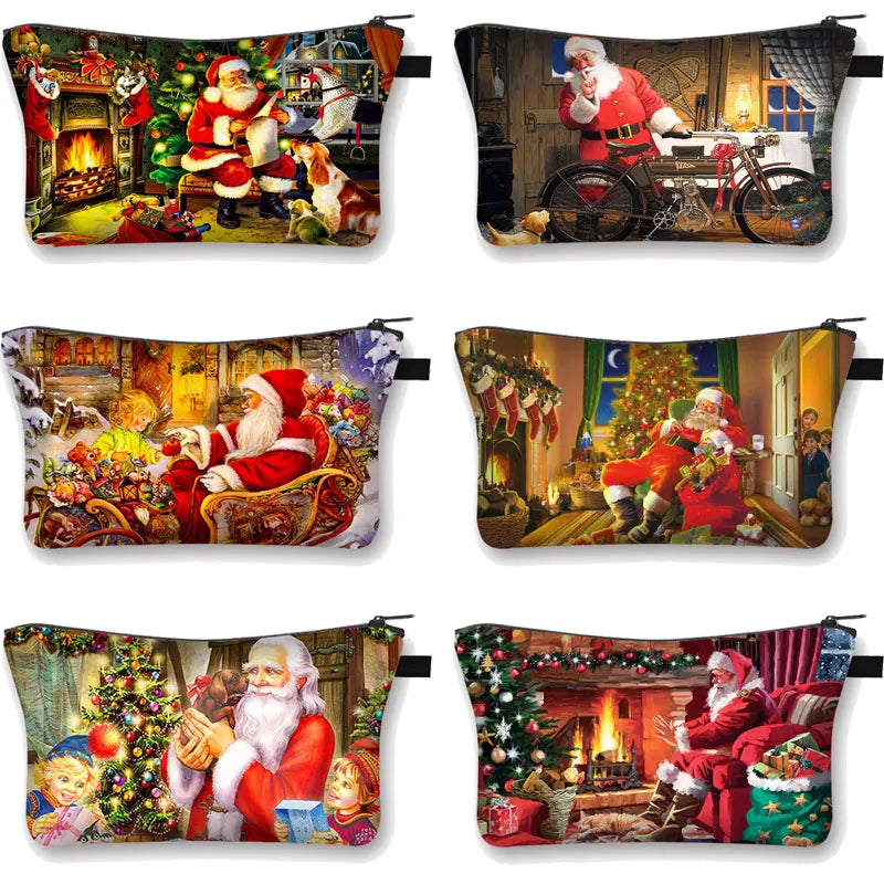 Christmas Series Santa Claus Makeup Bag Organizer Purse Handbags