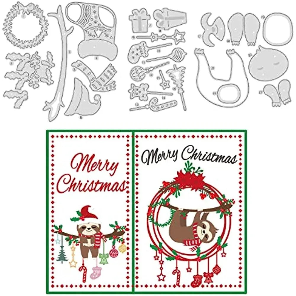 Christmas Sloth Cutting Dies for Scrapbooking DIY Craft