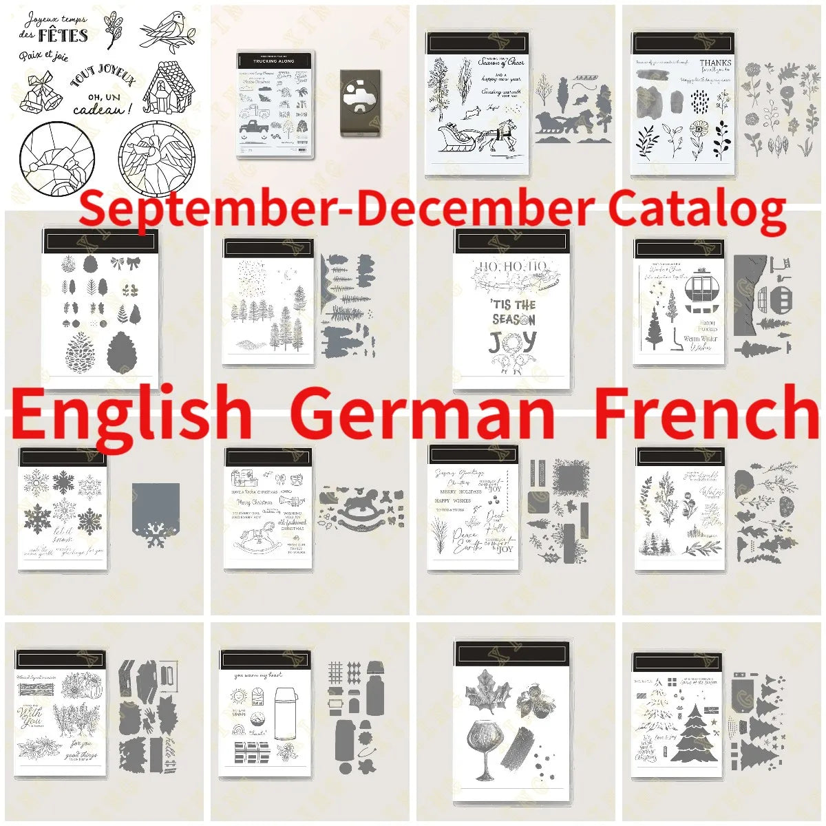 Christmas Snowflake Sleigh Stamps & Metal Dies Set for DIY Craft