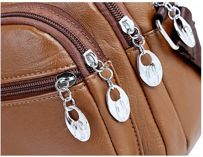 Chuwanglin Soft PU Leather Ladies Shoulder Messenger Bag Double Zipper Bolsa