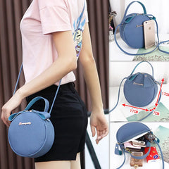 Circular Leather Women Shoulder Bag Crossbody Messenger Purse Round Handbag