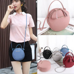 Circular Leather Women Shoulder Bag Crossbody Messenger Purse Round Handbag