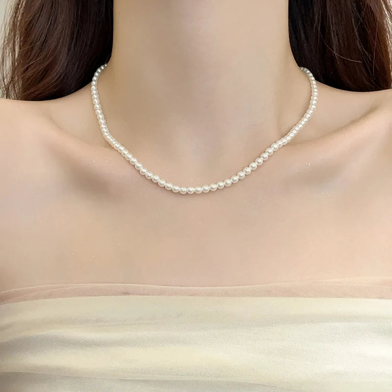 Glass Pearl Necklace European American Style