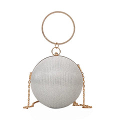 Metal Sliver Round Ball Evening Bag for Wedding Clutch Purse