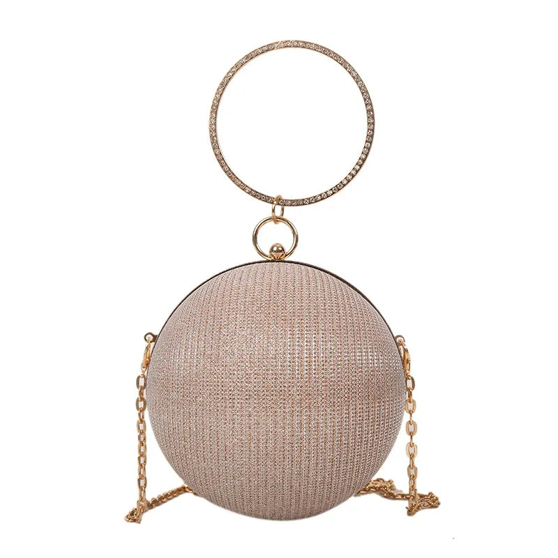 Metal Sliver Round Ball Evening Bag for Wedding Clutch Purse