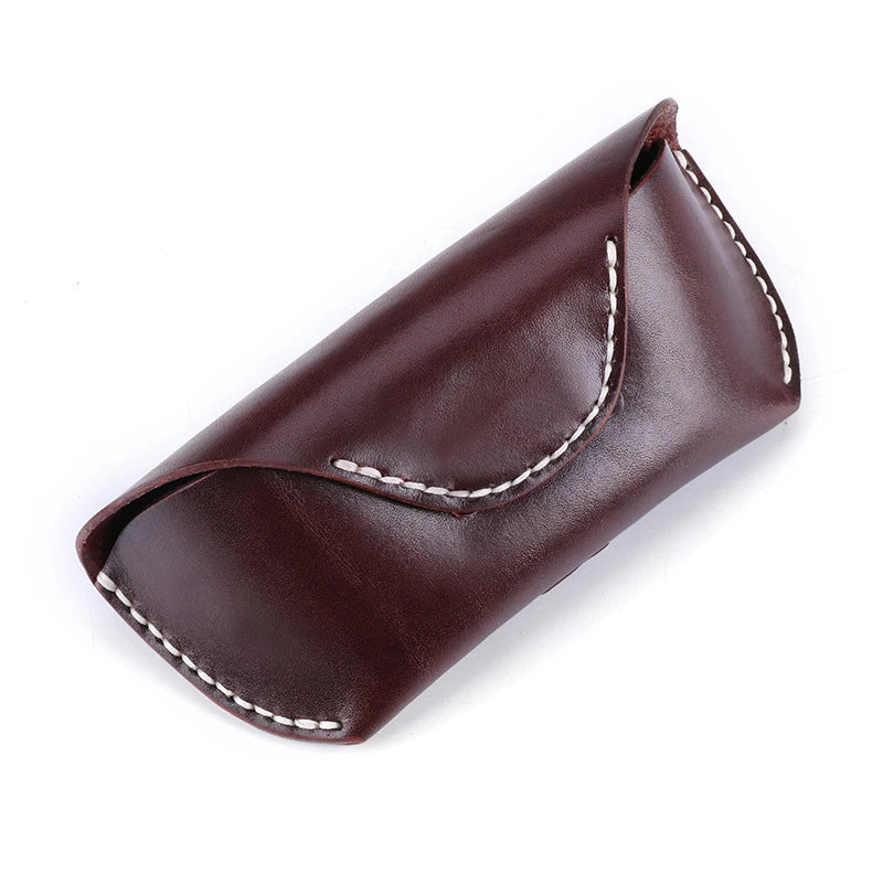 Leather Waist Bag Mens Womens Real Cow Leather Sunglasses Box Case Bag