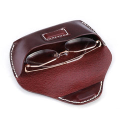 Leather Waist Bag Mens Womens Real Cow Leather Sunglasses Box Case Bag