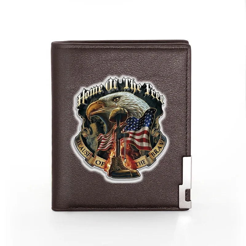American Soldiers Leather Wallet Billfold Slim Credit Card/ID Holders