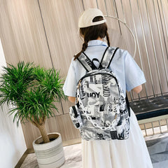 Casual Nylon Shoulder School Bags Cow Letter Print Women Girls Backpacks