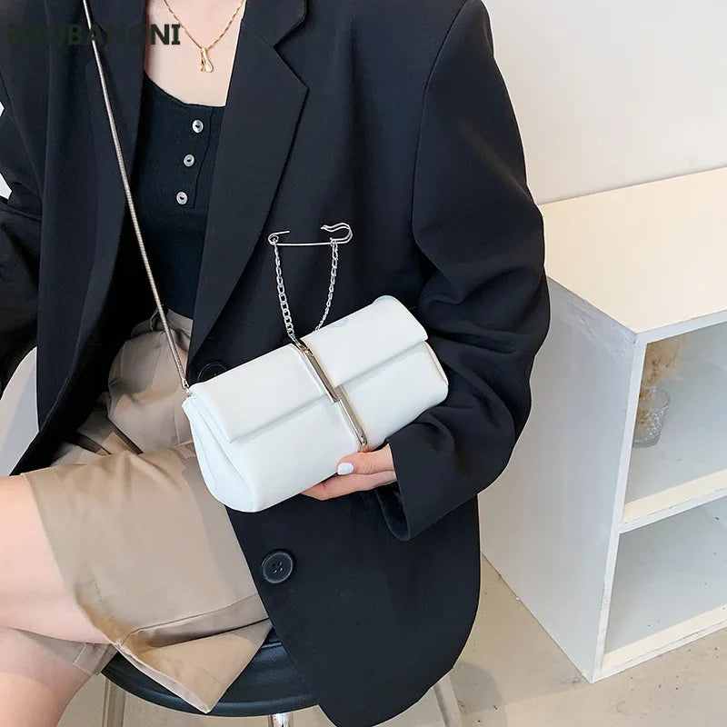 Silver Clutch Bag Chain Party Shoulder Bag Small Square Crossbody Purse