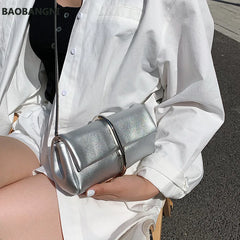 Silver Clutch Bag Chain Party Shoulder Bag Small Square Crossbody Purse