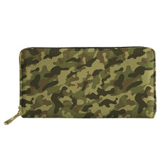 Classic Camo Print Long Wallet Zipper Card Clip Bag Unisex