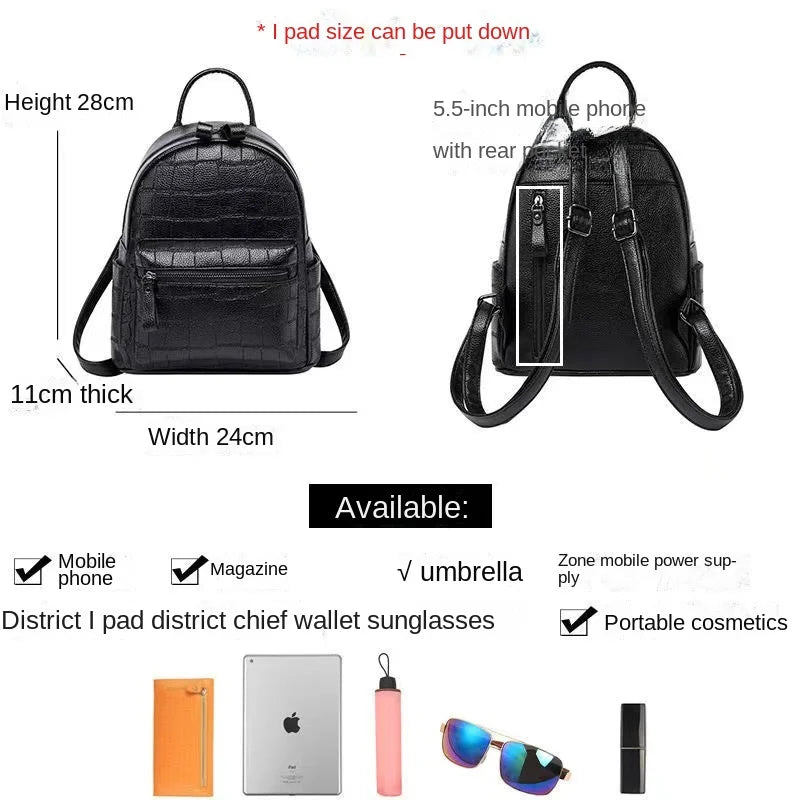 Crocodile Pattern Small Backpack Embossed PU Leather Trade Bags for Women