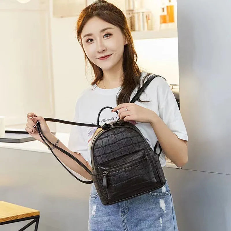 Crocodile Pattern Small Backpack Embossed PU Leather Trade Bags for Women