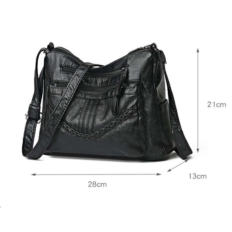 Vintage Crossbody Bag for Women PU Leather Messenger Pack
