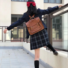 Classic Women's Messenger Bag College Style Girls Tote Shoulder Bags PU Leather
