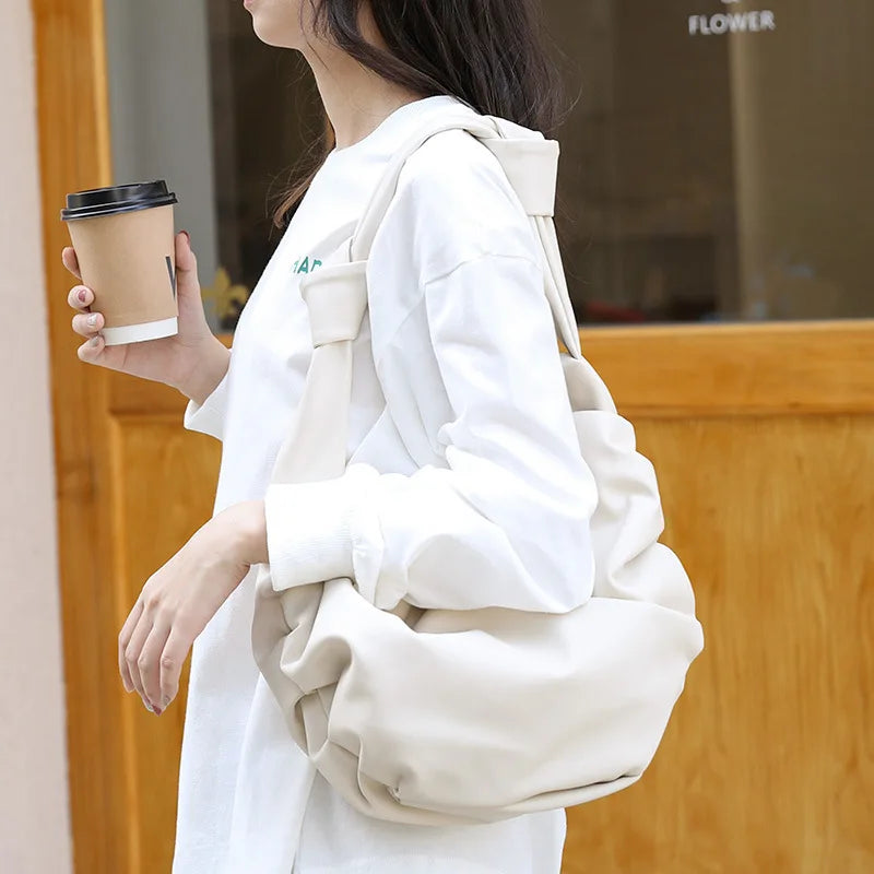 Dumplings Bags Women Shoulder Handbags Purses Knot Pleated Armpit