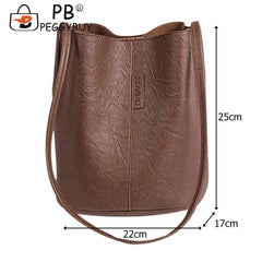 Vintage Women's Shoulder Bag Crossbody Bucket Tote PU Leather