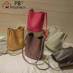 Vintage Women's Shoulder Bag Crossbody Bucket Tote PU Leather