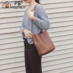 Vintage Women's Shoulder Bag Crossbody Bucket Tote PU Leather