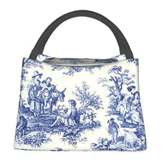 French Navy Toile De Jouy Insulated Lunch Bag for Women