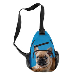 Funny French Bulldog 3D Printed Chest Bag Oxford Waterproof for Outdoor Sports
