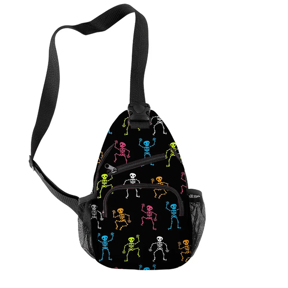 Funny Halloween Skeleton 3D Printed Chest Bag Waterproof Crossbody Shoulder