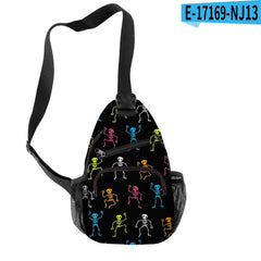 Funny Halloween Skeleton 3D Printed Chest Bag Waterproof Crossbody Shoulder