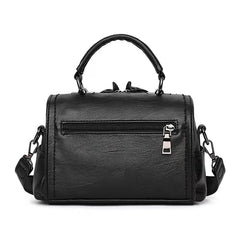 Classic Soft Leather Ladies Bag with Bow - Crossbody Top Handle Shoulder Bag