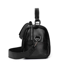 Classic Soft Leather Ladies Bag with Bow - Crossbody Top Handle Shoulder Bag