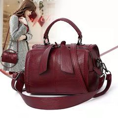 Classic Soft Leather Ladies Bag with Bow - Crossbody Top Handle Shoulder Bag