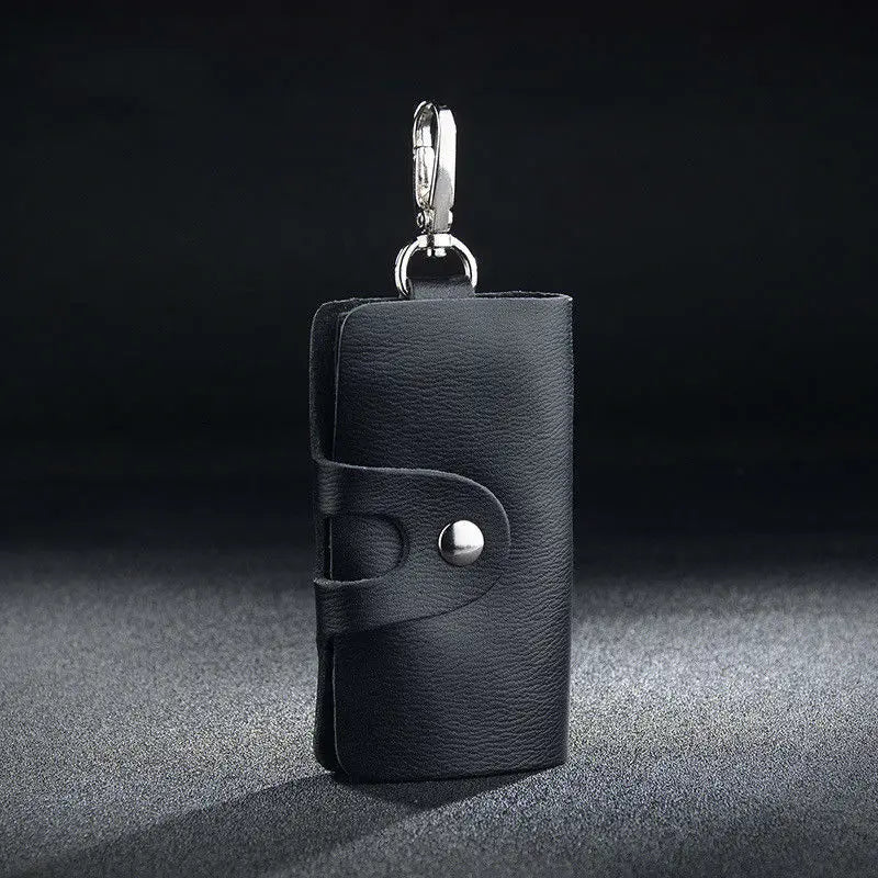 Leather Key Wallet Men Unisex Solid Pouch Keychain Holder Business Mini