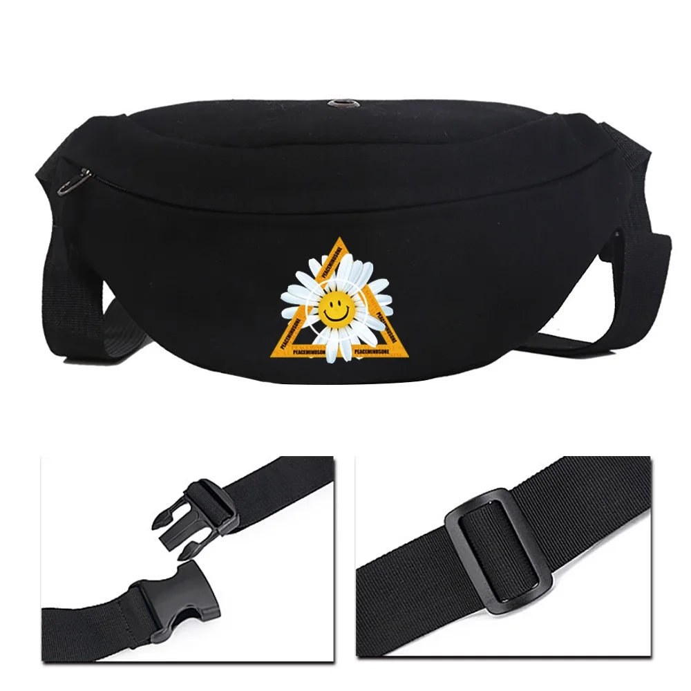 Daisy Pattern Print Waist Bag for Outdoor Sports