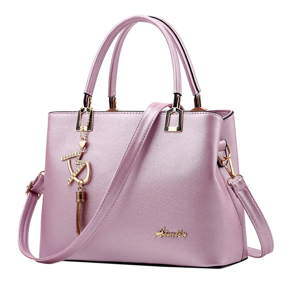 Pure PU Leather Tassel Tote Bag for Mom's Birthday